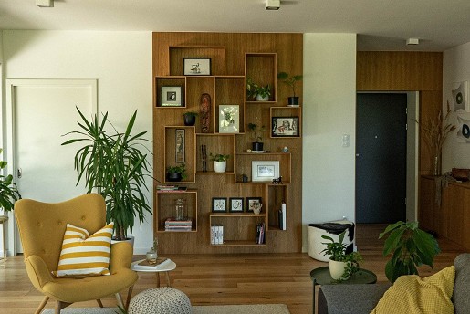 custom joinery wall for memorabilia